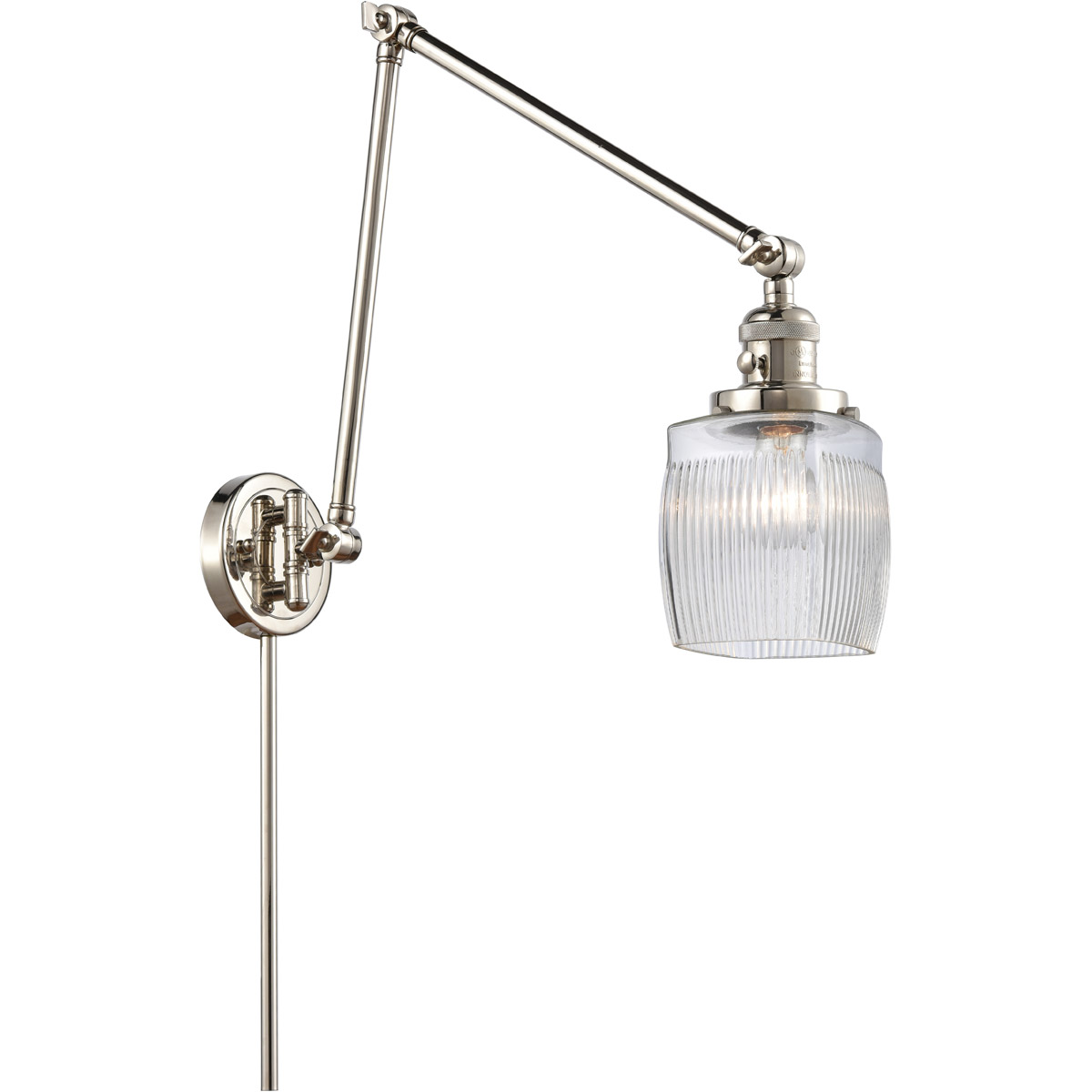 Innovations Lighting 238-PN-G302 Colton 30 inch 60.00 watt Polished Nickel Swing Arm Wall Light, Franklin Restoration
