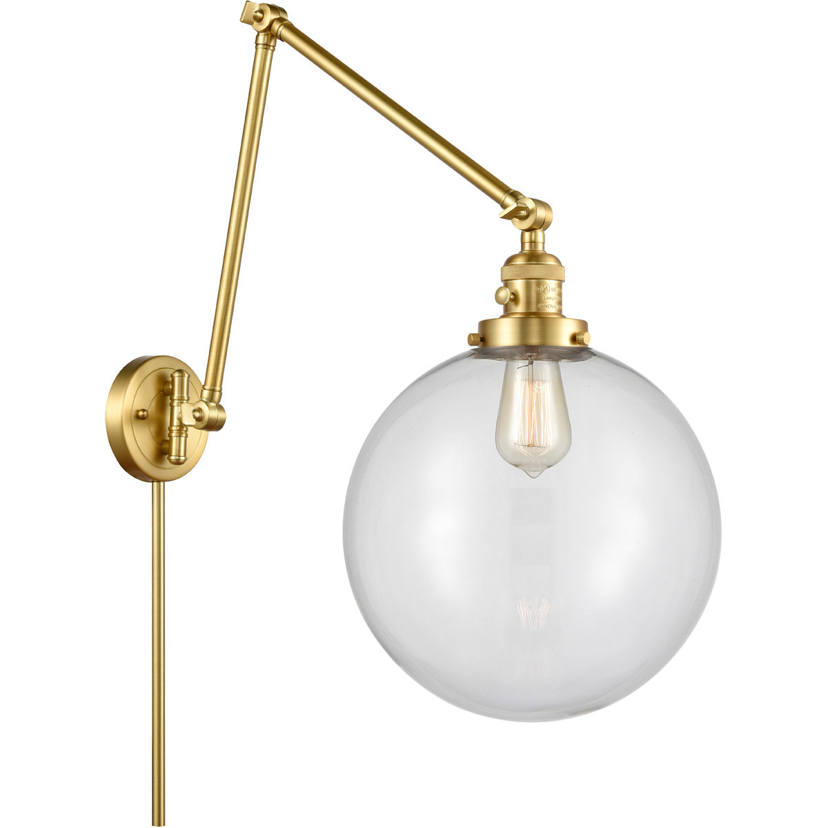 Innovations Lighting 238-SG-G202-12 XX-Large Beacon 34 inch 60.00 watt Satin Gold Swing Arm Wall Light