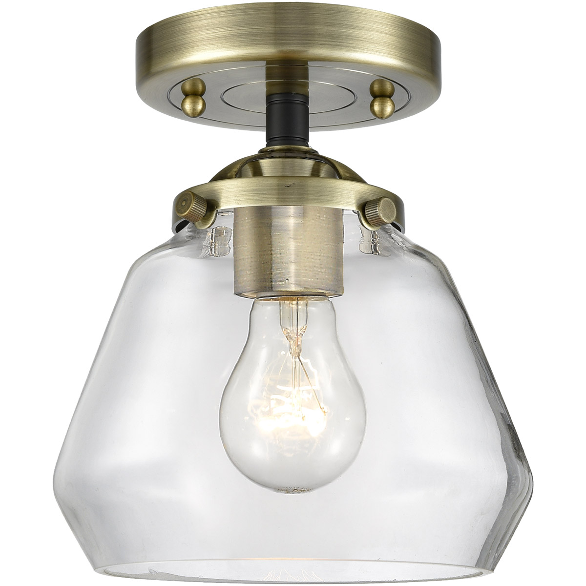 Innovations Lighting 284-1C-SN-G172-LED Nouveau Fulton LED 7 inch Brushed Satin Nickel Semi-Flush Mount Ceiling Light in Clear Glass, Nouveau