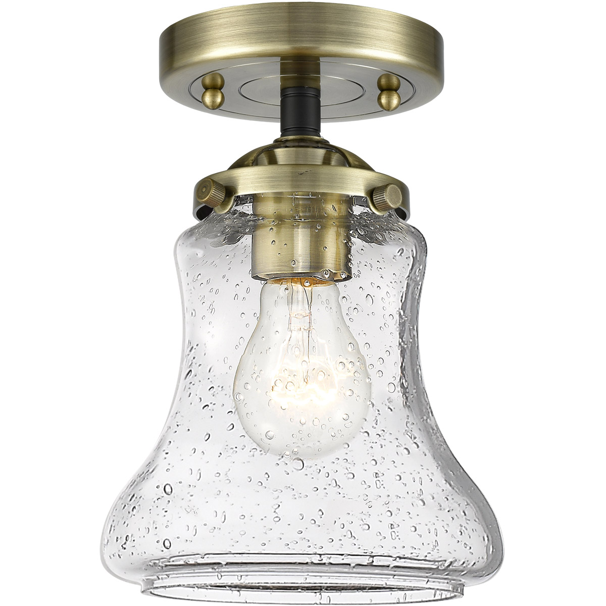 Innovations Lighting 284-1C-BPN-G194-LED Nouveau Bellmont LED 6 inch Black Polished Nickel Semi-Flush Mount Ceiling Light in Seedy Glass, Nouveau