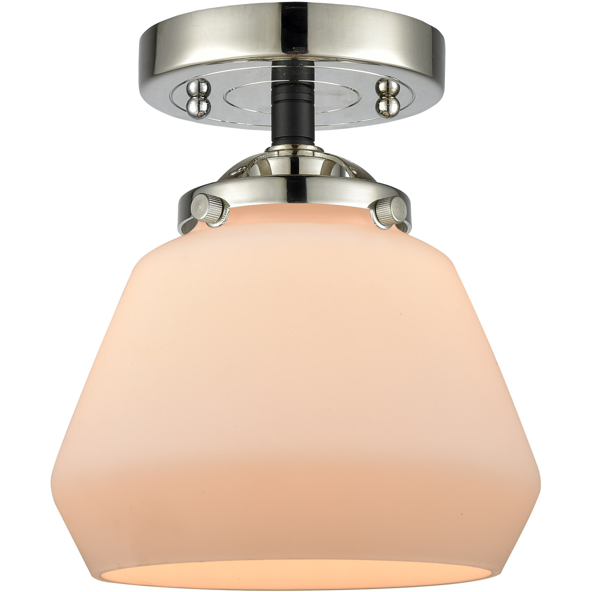 Innovations Lighting 284-1C-BPN-G171-LED Nouveau Fulton LED 7 inch Black Polished Nickel Semi-Flush Mount Ceiling Light in Matte White Glass, Nouveau