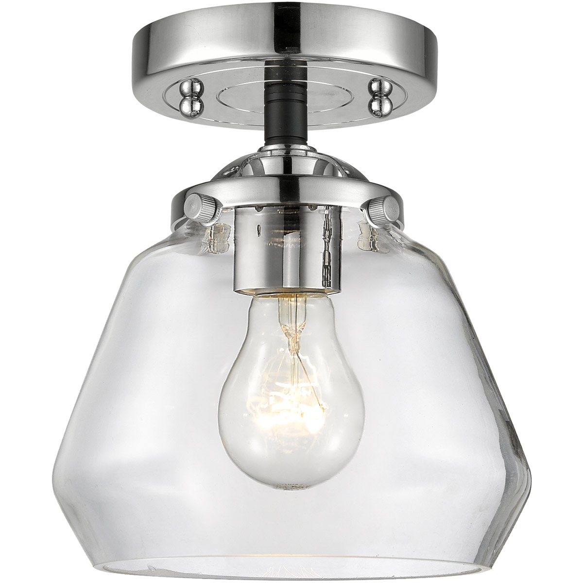 Innovations Lighting 284-1C-BPN-G172-LED Nouveau Fulton LED 7 inch Black Polished Nickel Semi-Flush Mount Ceiling Light in Clear Glass, Nouveau