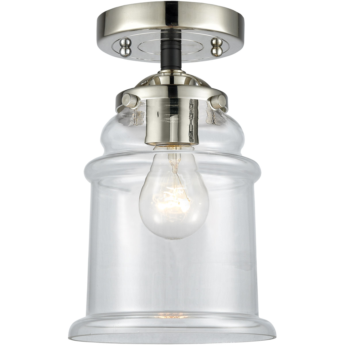 Innovations Lighting 284-1C-BPN-G182-LED Nouveau Canton LED 6 inch Black Polished Nickel Semi-Flush Mount Ceiling Light in Clear Glass, Nouveau