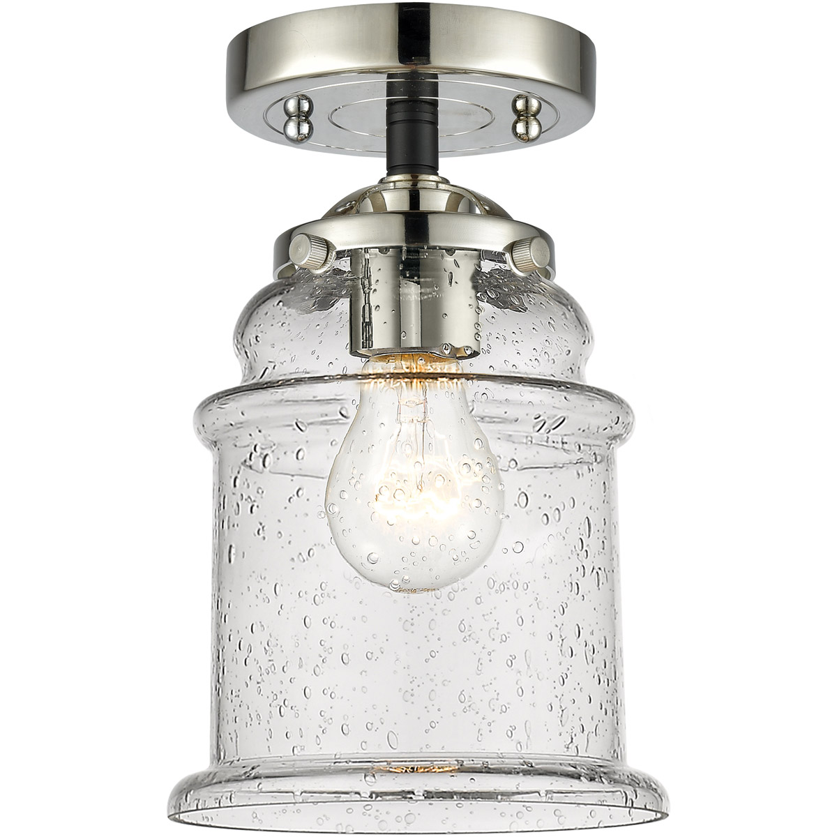 Innovations Lighting 284-1C-BPN-G184S-LED Nouveau Small Canton LED 5.25 inch Black Polished Nickel Semi-Flush Mount Ceiling Light in Seedy Glass, Nouv