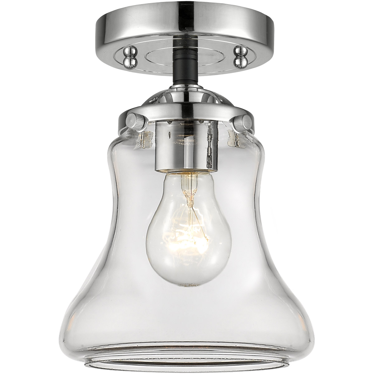Innovations Lighting 284-1C-BPN-G192-LED Nouveau Bellmont LED 6 inch Black Polished Nickel Semi-Flush Mount Ceiling Light in Clear Glass, Nouveau