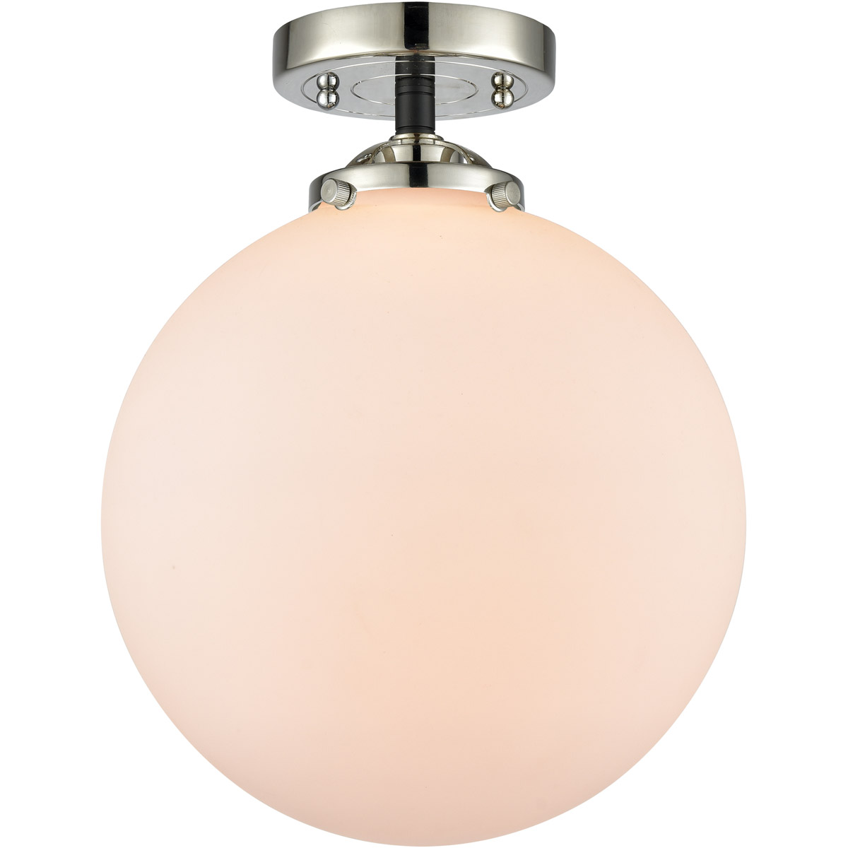 Innovations Lighting 284-1C-BPN-G201-12-LED Nouveau XX-Large Beacon LED 12 inch Black Polished Nickel Semi-Flush Mount Ceiling Light in Matte White Gl