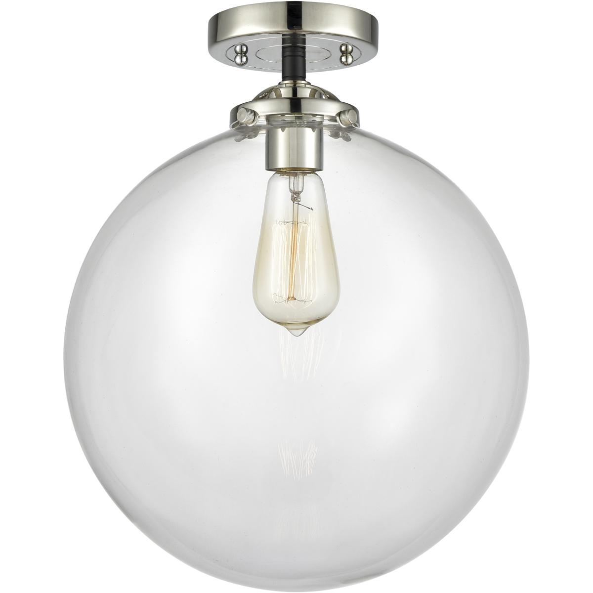 Innovations Lighting 284-1C-BPN-G202-12-LED Nouveau XX-Large Beacon LED 12 inch Black Polished Nickel Semi-Flush Mount Ceiling Light in Clear Glass, N