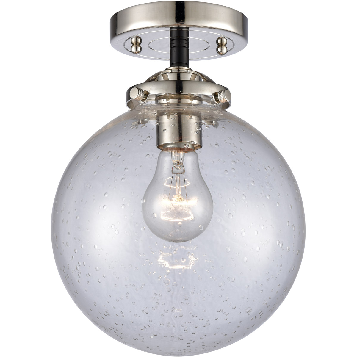 Innovations Lighting 284-1C-BPN-G204-12-LED Nouveau XX-Large Beacon LED 12 inch Black Polished Nickel Semi-Flush Mount Ceiling Light in Seedy Glass, N