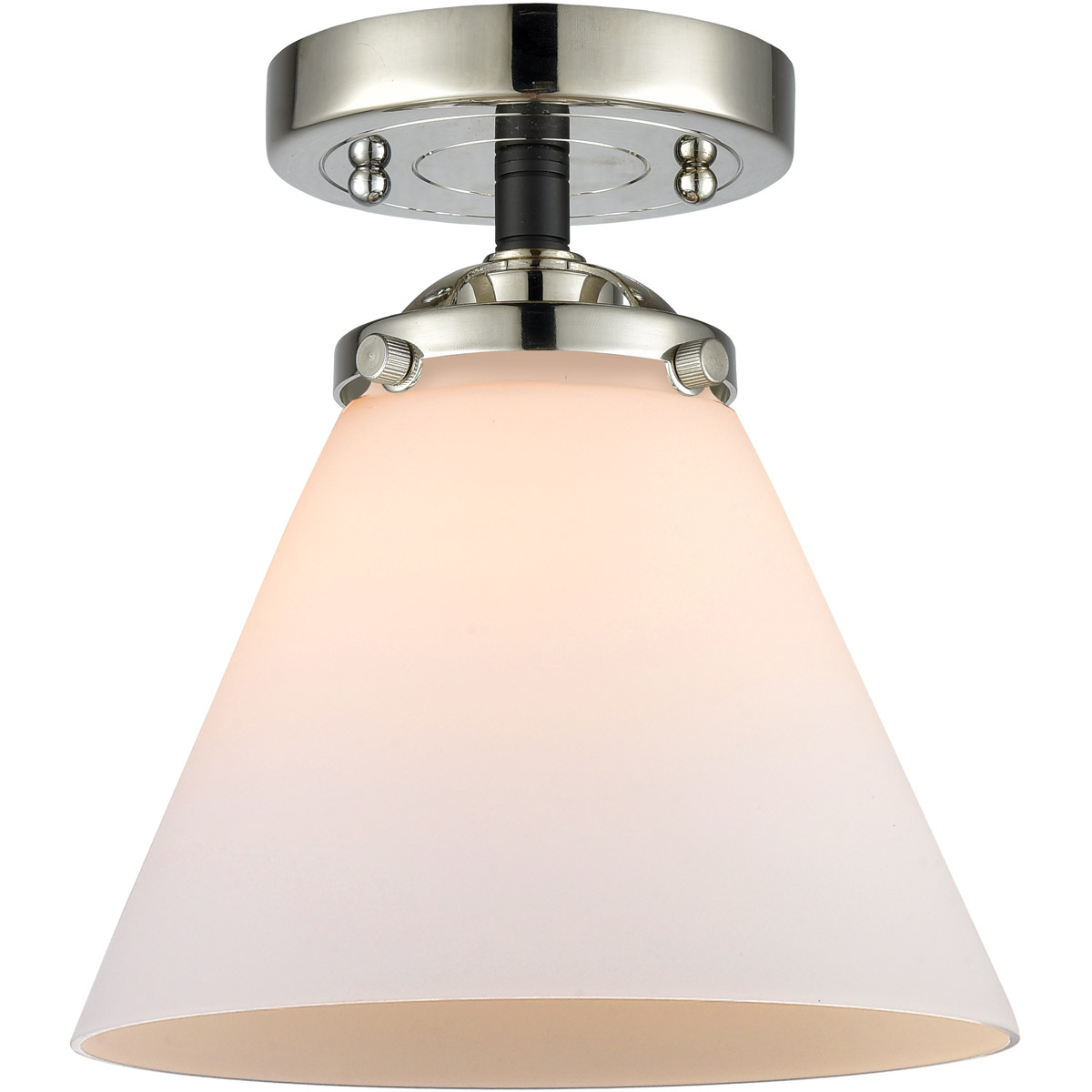 Innovations Lighting 284-1C-BPN-G41-LED Nouveau Large Cone LED 8 inch Black Polished Nickel Semi-Flush Mount Ceiling Light in Matte White Glass, Nouve
