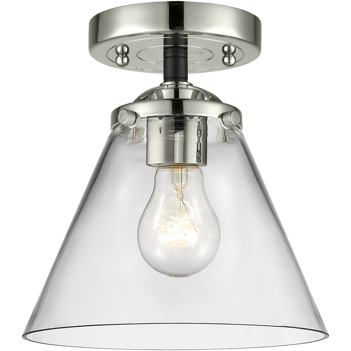 Innovations Lighting 284-1C-BPN-G42-LED Nouveau Large Cone LED 8 inch Black Polished Nickel Semi-Flush Mount Ceiling Light in Clear Glass, Nouveau