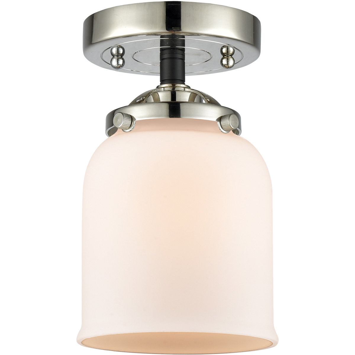 Innovations Lighting 284-1C-BPN-G51-LED Nouveau Small Bell LED 5 inch Black Polished Nickel Semi-Flush Mount Ceiling Light in Matte White Glass, Nouve