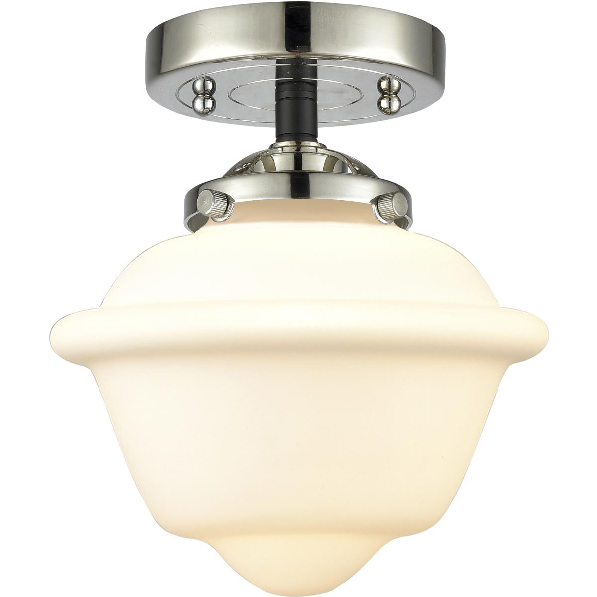 Innovations Lighting 284-1C-BPN-G531-LED Nouveau Small Oxford LED 7.5 inch Black Polished Nickel Semi-Flush Mount Ceiling Light in Matte White Glass,