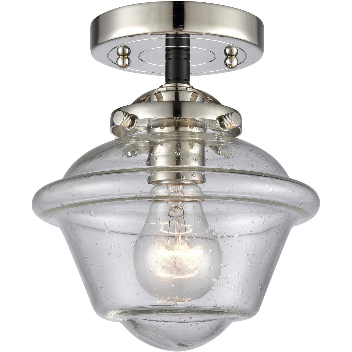 Innovations Lighting 284-1C-BPN-G534-LED Nouveau Small Oxford LED 7.5 inch Black Polished Nickel Semi-Flush Mount Ceiling Light in Seedy Glass, Nouvea
