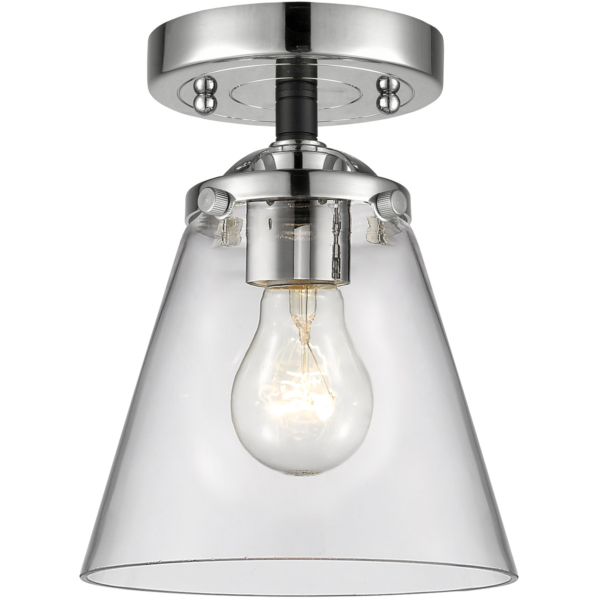 Innovations Lighting 284-1C-BPN-G62-LED Nouveau Small Cone LED 6 inch Black Polished Nickel Semi-Flush Mount Ceiling Light in Clear Glass, Nouveau