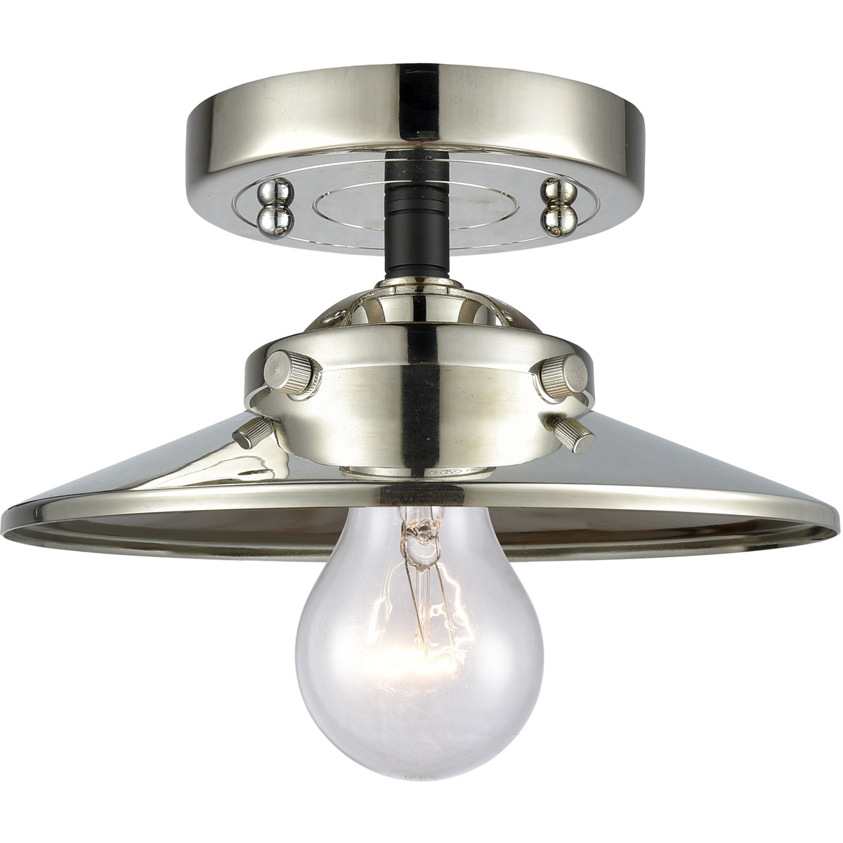 Innovations Lighting 284-1C-BPN-M1-PN-LED Nouveau Railroad LED 8 inch Black Polished Nickel Semi-Flush Mount Ceiling Light, Nouveau