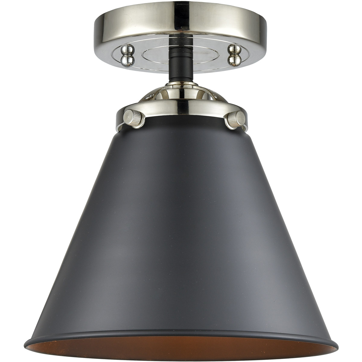 Innovations Lighting 284-1C-BPN-M13-BK-LED Nouveau Appalachian LED 8 inch Black Polished Nickel Semi-Flush Mount Ceiling Light in Matte Black, Nouveau