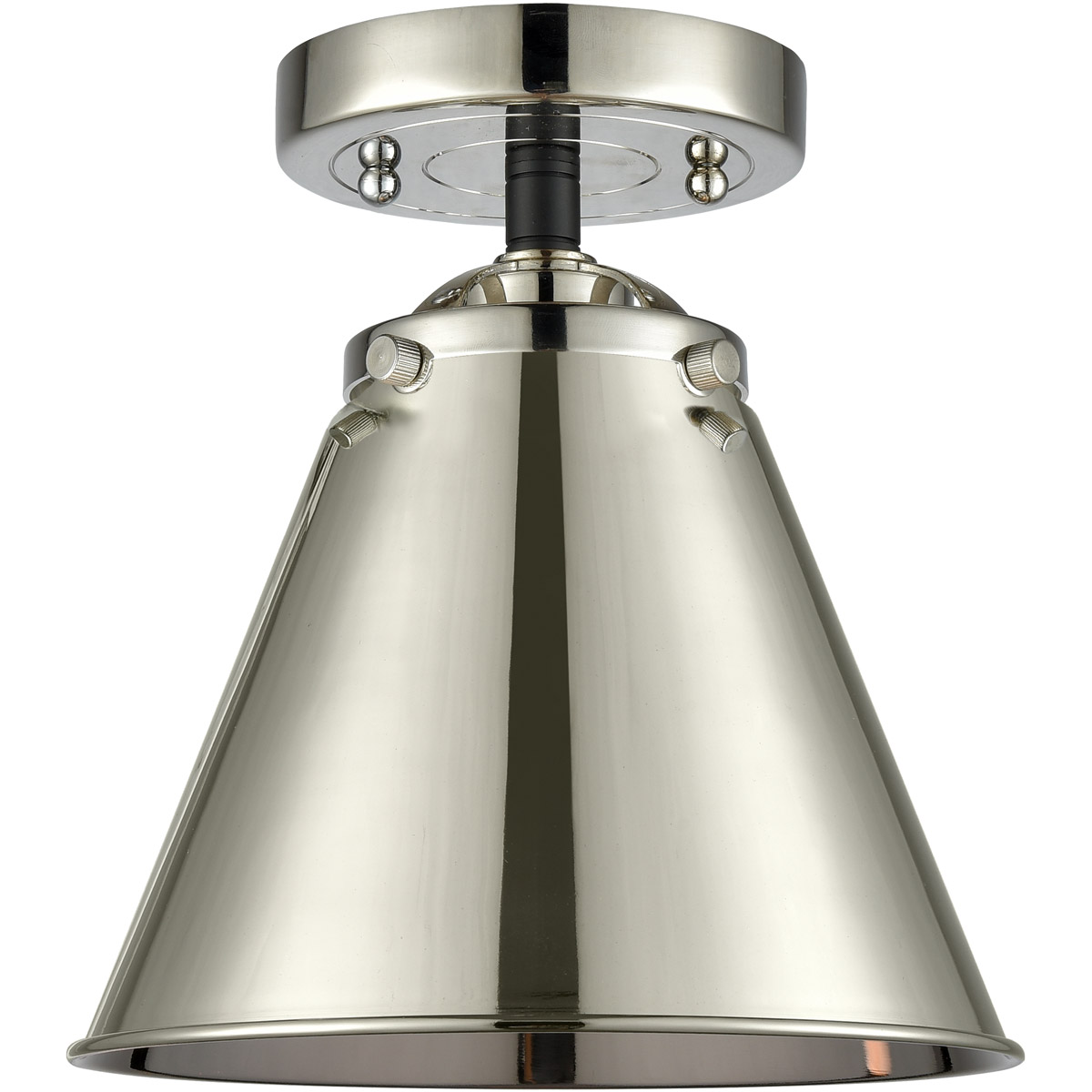 Innovations Lighting 284-1C-BPN-M13-PN-LED Nouveau Appalachian LED 8 inch Black Polished Nickel Semi-Flush Mount Ceiling Light, Nouveau
