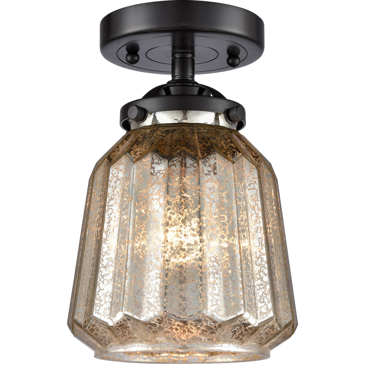 Innovations Lighting 284-1C-OB-G146 Nouveau Chatham 1 Light 6 inch Oil Rubbed Bronze Semi-Flush Mount Ceiling Light in Mercury Glass, Nouveau