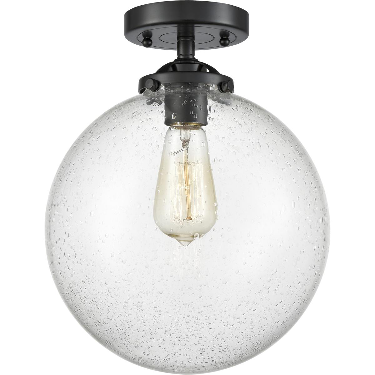 Innovations Lighting 284-1C-OB-G204-10 Nouveau X-Large Beacon 1 Light 10 inch Oil Rubbed Bronze Semi-Flush Mount Ceiling Light in Seedy Glass, Nouveau