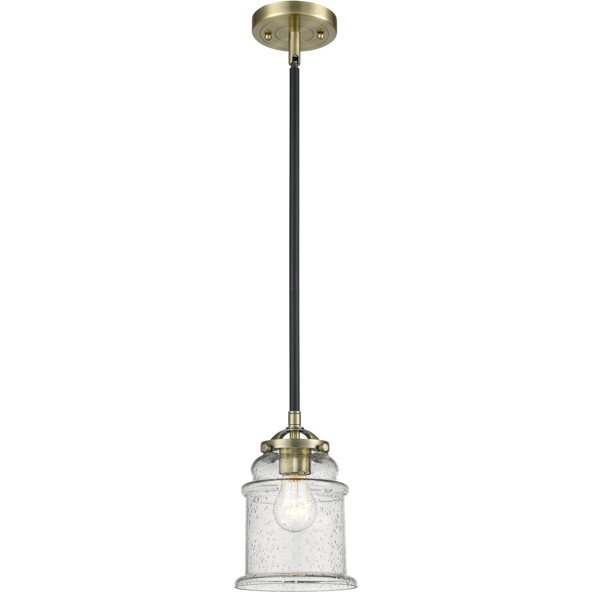 Innovations Lighting 284-1S-BAB-G184S Nouveau Small Canton 1 Light 5 inch Black Antique Brass Mini Pendant Ceiling Light in Seedy Glass, Nouveau