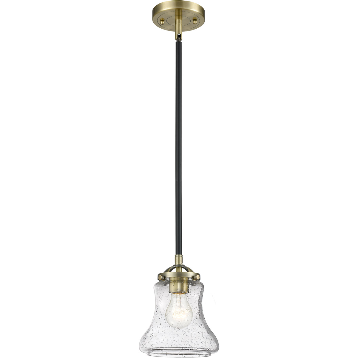 Innovations Lighting 284-1S-BPN-G194-LED Nouveau Bellmont LED 6 inch Black Polished Nickel Mini Pendant Ceiling Light in Seedy Glass, Nouveau