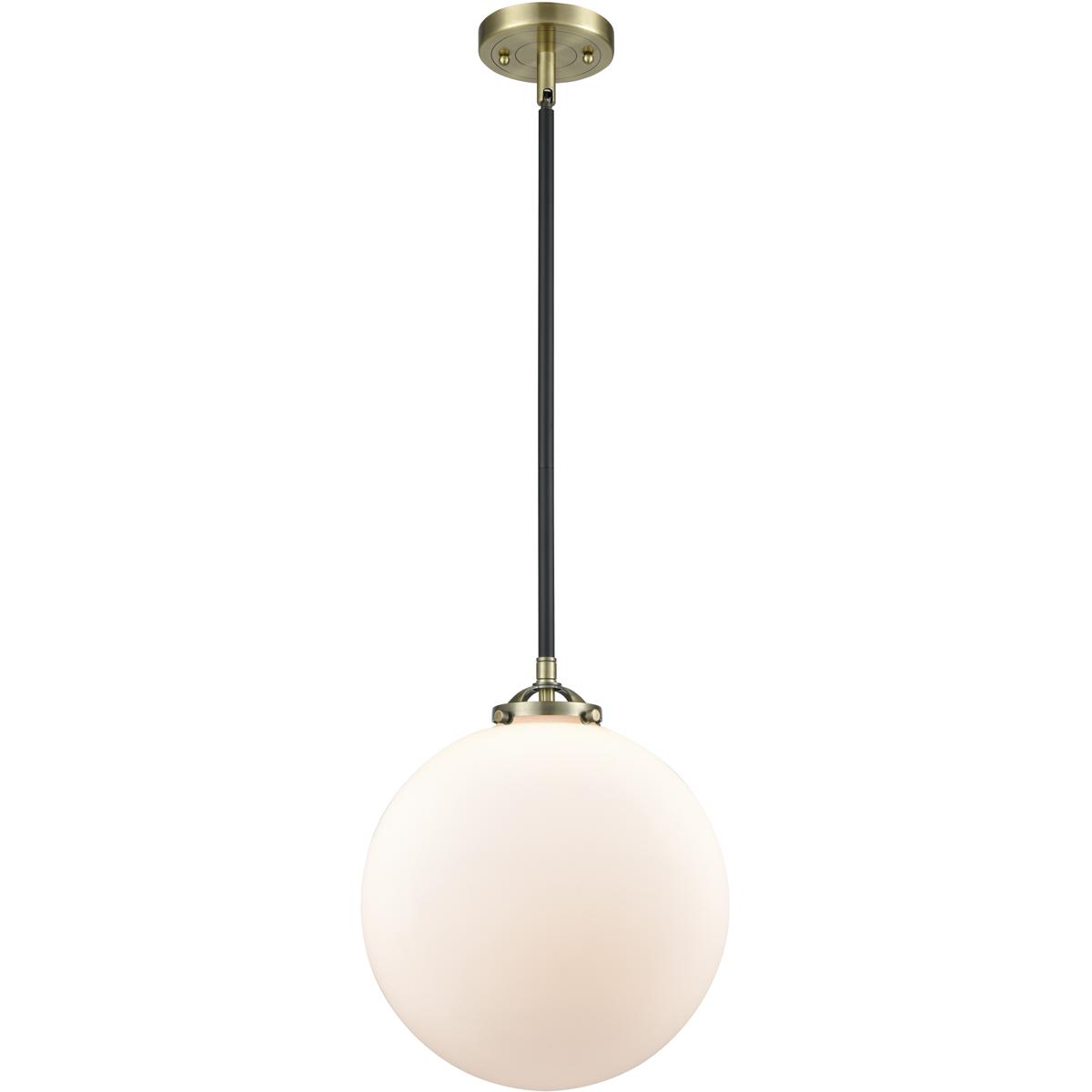 Innovations Lighting 284-1S-BAB-G201-12 Nouveau Beacon 1 Light 12 inch Black Antique Brass Mini Pendant Ceiling Light in Incandescent, Matte White, No