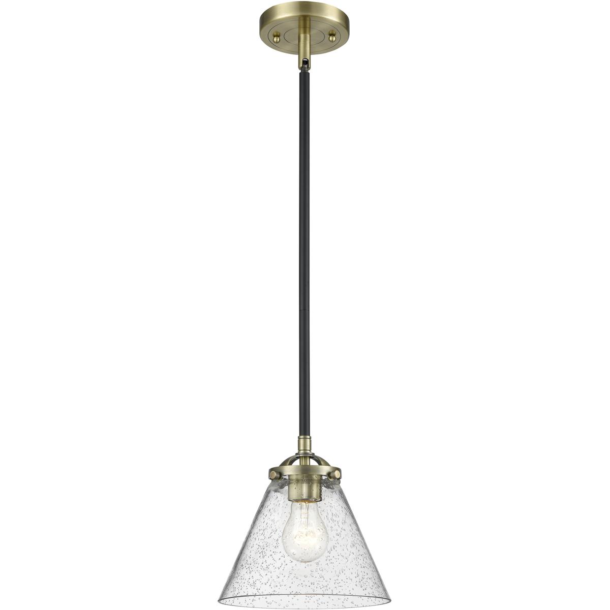 Innovations Lighting 284-1S-OB-G44 Nouveau Large Cone 1 Light 8 inch Oil Rubbed Bronze Mini Pendant Ceiling Light in Seedy Glass, Nouveau
