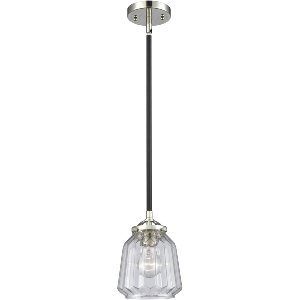 Innovations Lighting 284-1S-BPN-G142-LED Nouveau Chatham LED 6 inch Black Polished Nickel Mini Pendant Ceiling Light in Clear, Nouveau