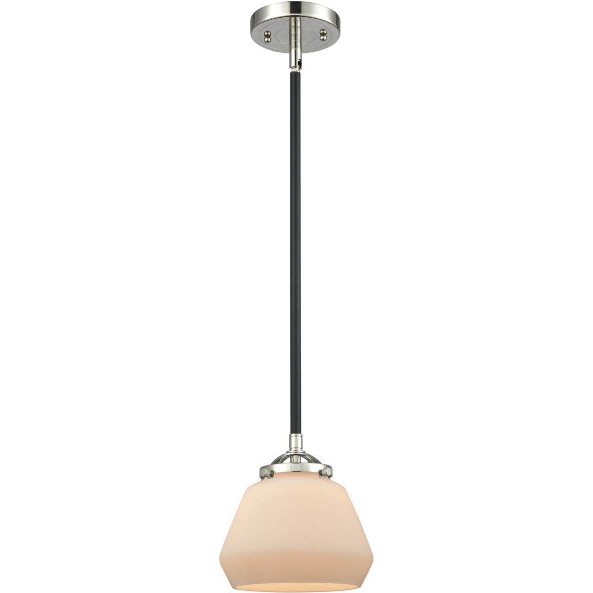 Innovations Lighting 284-1S-BPN-G171-LED Nouveau Fulton LED 6.75 inch Black Polished Nickel Mini Pendant Ceiling Light in Matte White, Nouveau