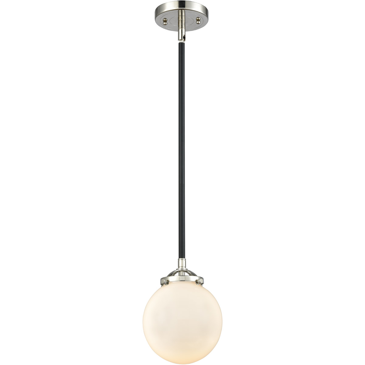 Innovations Lighting 284-1S-BPN-G201-6-LED Nouveau Beacon LED 6 inch Black Polished Nickel Mini Pendant Ceiling Light in Matte White Glass, Nouveau
