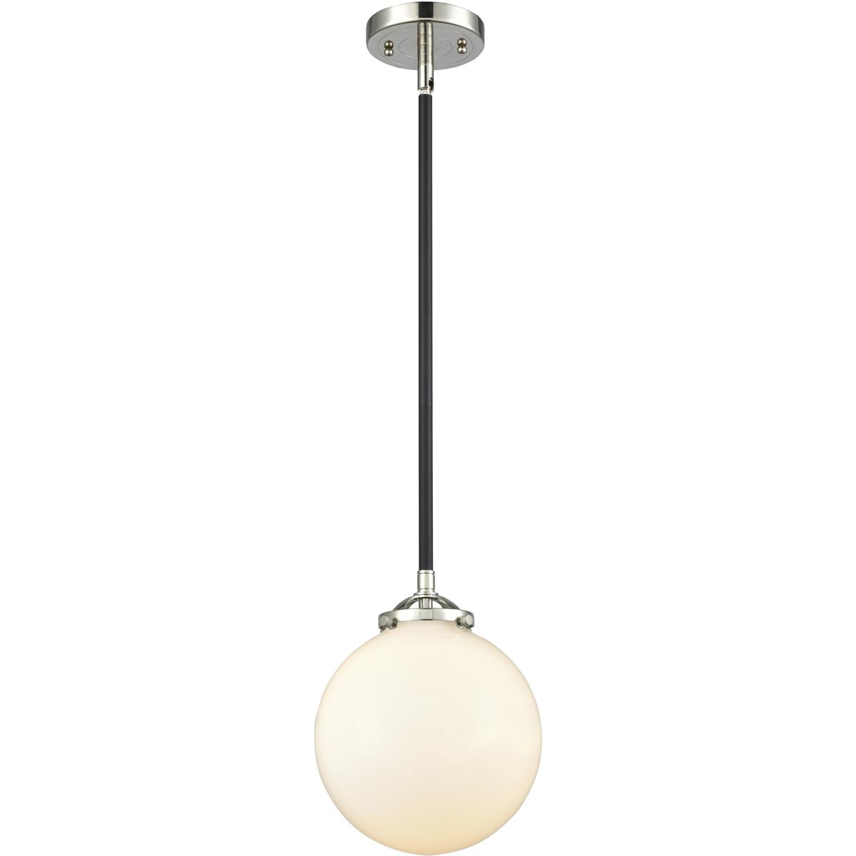 Innovations Lighting 284-1S-BPN-G201-8 Nouveau Beacon 1 Light 8 inch Black Polished Nickel Mini Pendant Ceiling Light in Incandescent, Matte White, No