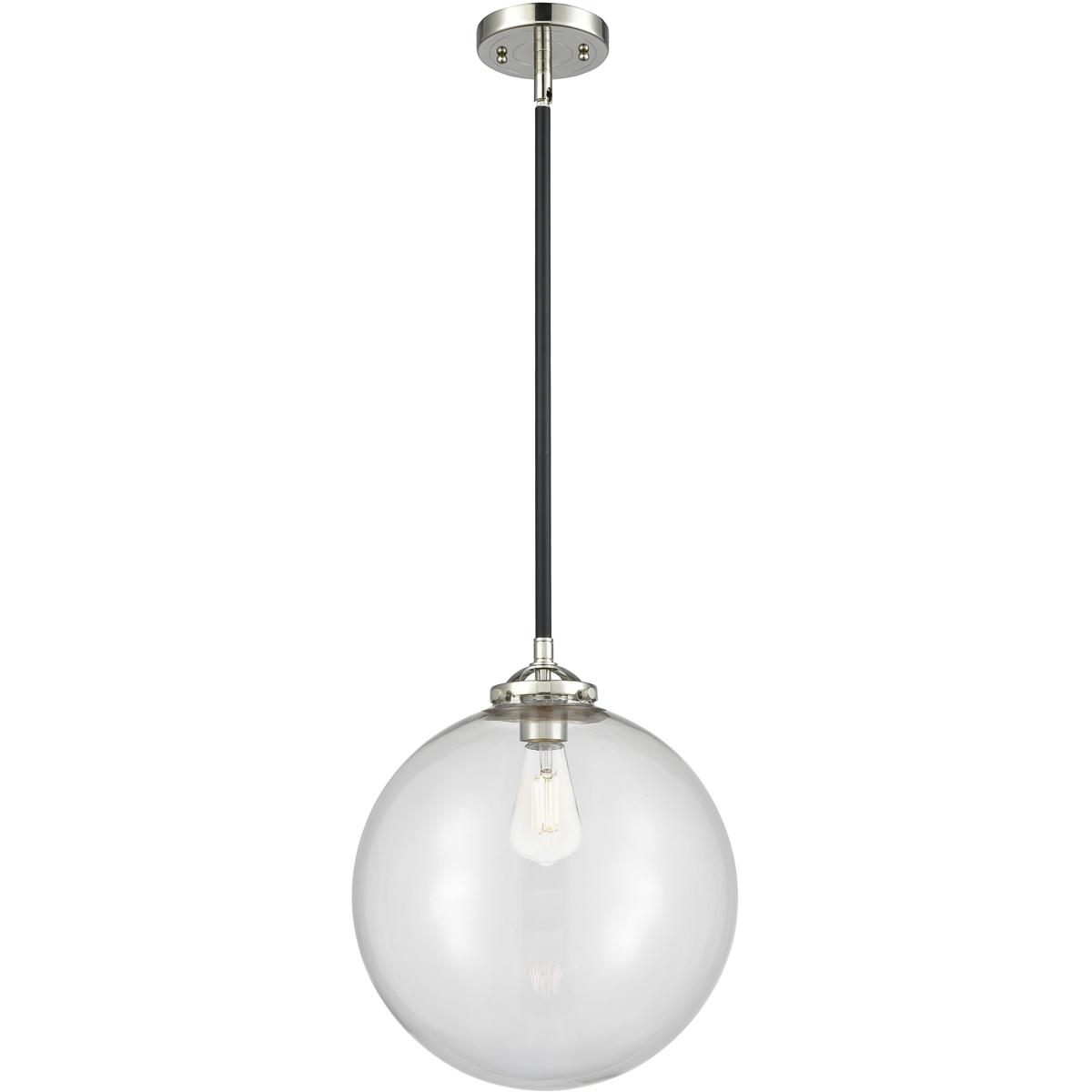 Innovations Lighting 284-1S-BPN-G202-12 Nouveau Beacon 1 Light 12 inch Black Polished Nickel Mini Pendant Ceiling Light in Incandescent, Clear, Nouvea