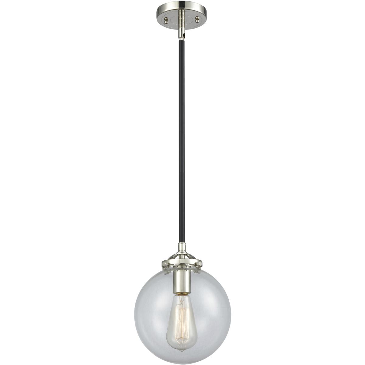 Innovations Lighting 284-1S-BPN-G202-8 Nouveau Beacon 1 Light 8 inch Black Polished Nickel Mini Pendant Ceiling Light in Incandescent, Clear, Nouveau