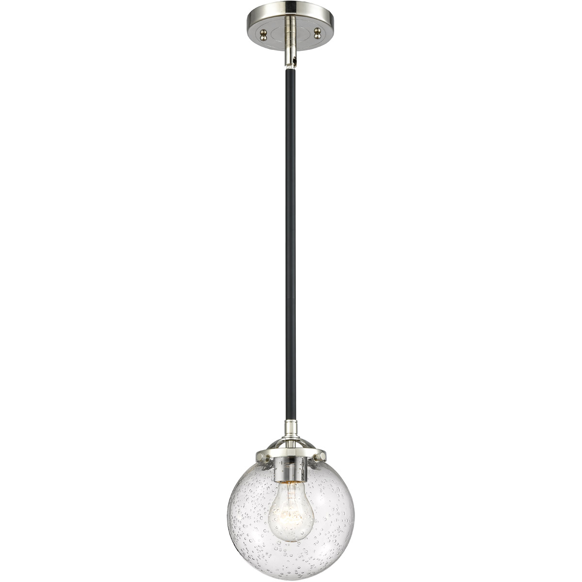Innovations Lighting 284-1S-BPN-G204-6-LED Nouveau Beacon LED 6 inch Black Polished Nickel Mini Pendant Ceiling Light in Seedy Glass, Nouveau
