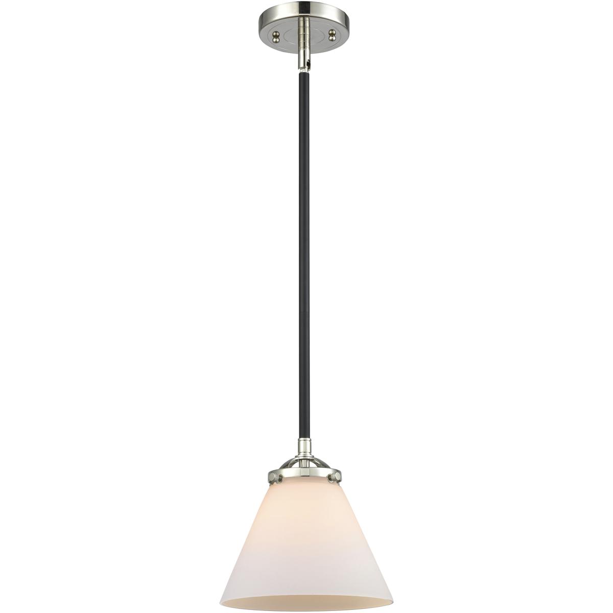 Innovations Lighting 284-1S-BPN-G41-LED Nouveau Cone LED 7.75 inch Black Polished Nickel Mini Pendant Ceiling Light in Matte White, Nouveau