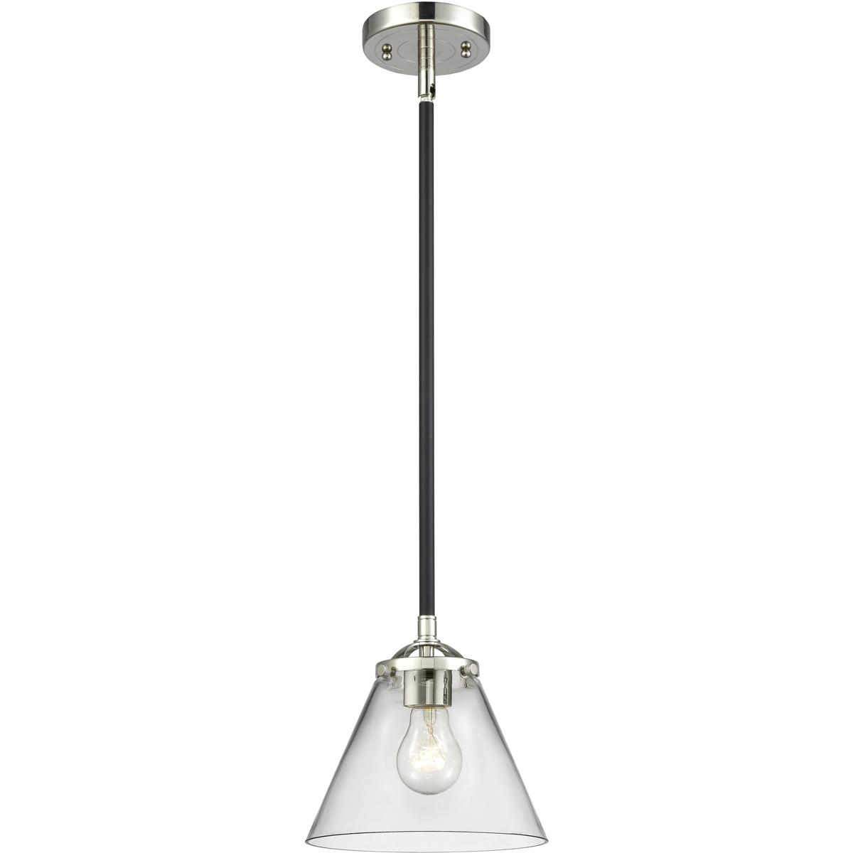 Innovations Lighting 284-1S-BPN-G42-LED Nouveau Cone LED 7.75 inch Black Polished Nickel Mini Pendant Ceiling Light in Clear, Nouveau