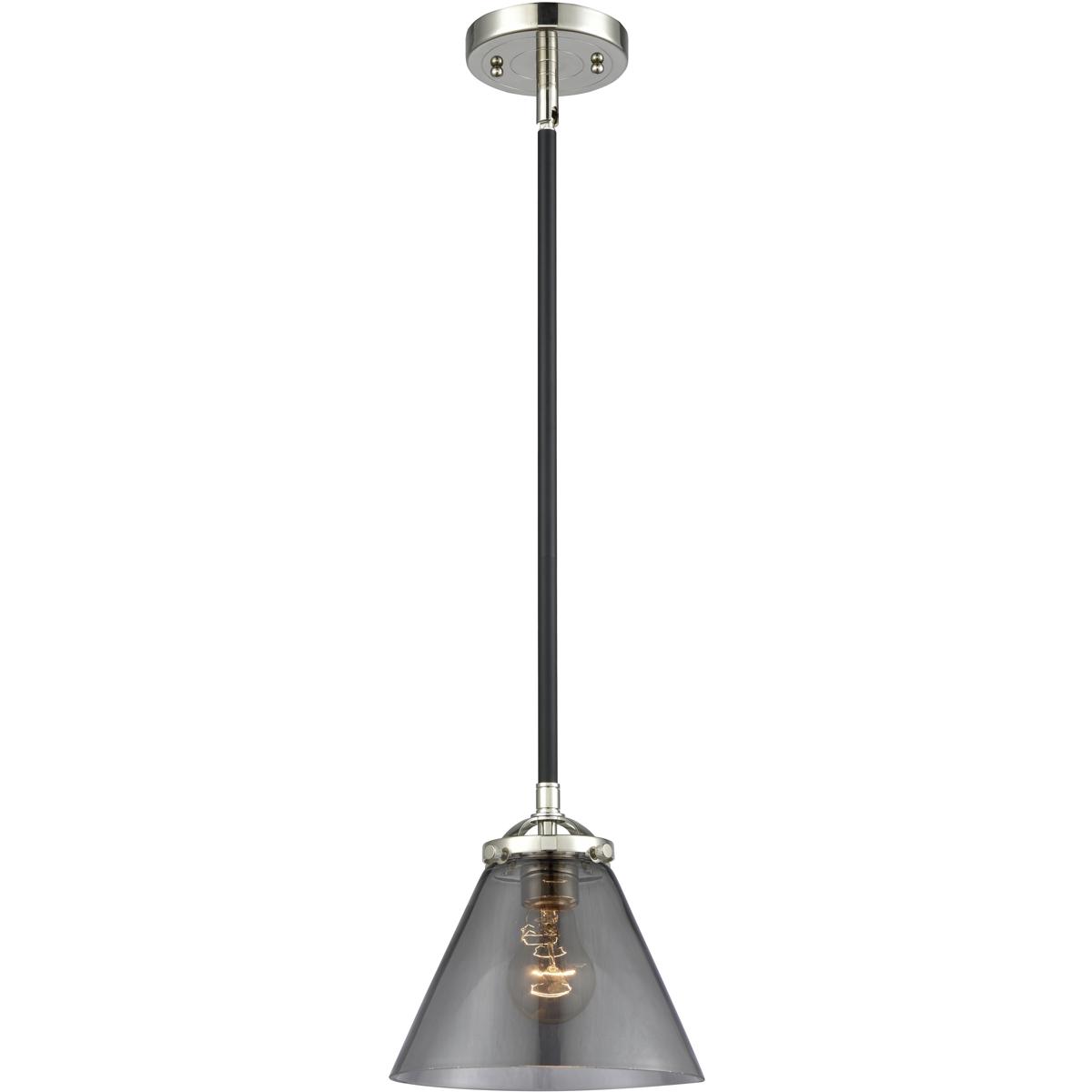 Innovations Lighting 284-1S-BPN-G43 Nouveau Cone 1 Light 7.75 inch Black Polished Nickel Mini Pendant Ceiling Light in Incandescent, Plated Smoke Glas