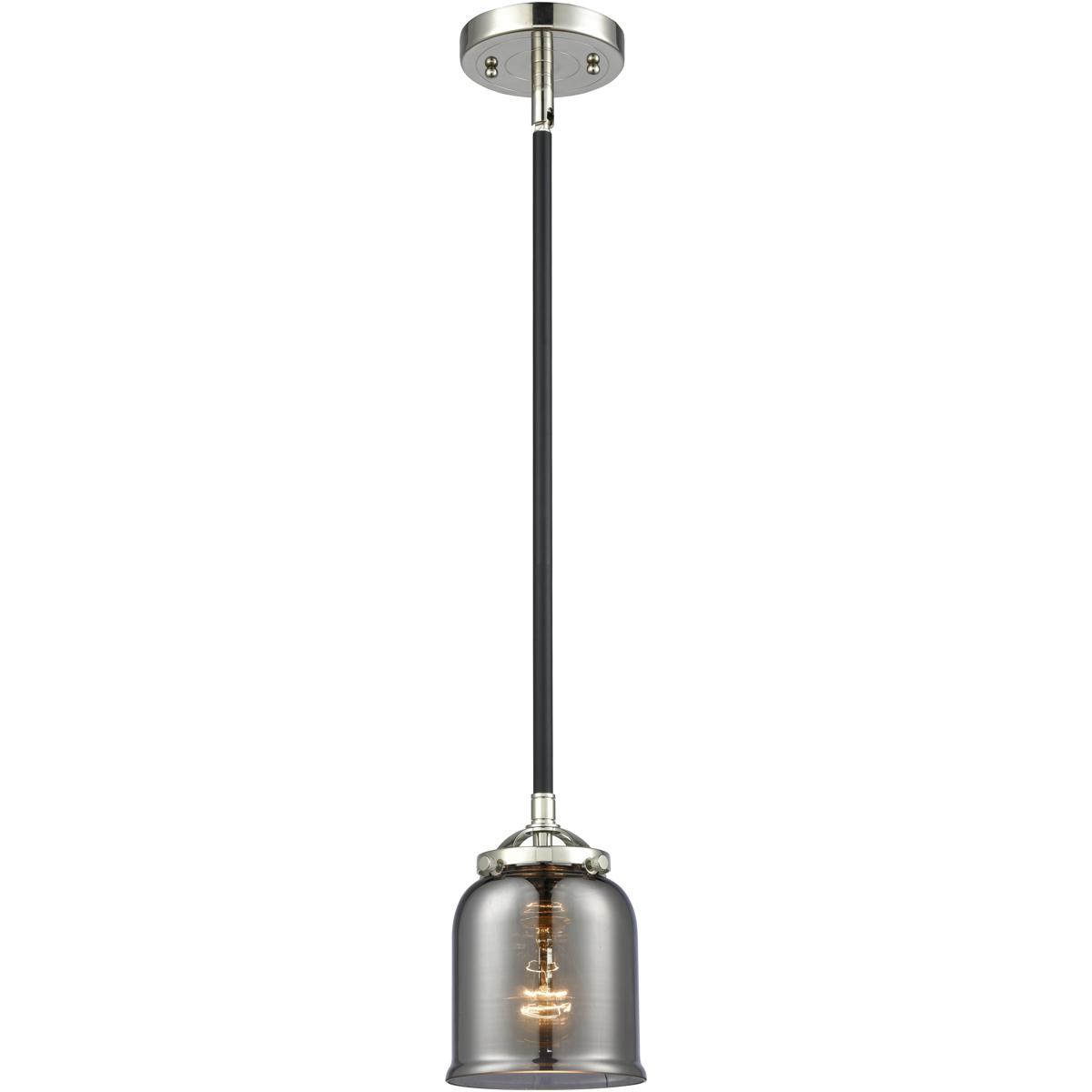 Innovations Lighting 284-1S-BPN-G53 Nouveau Bell 1 Light 5 inch Black Polished Nickel Mini Pendant Ceiling Light in Bulb Not Included, Light Smoke Gla