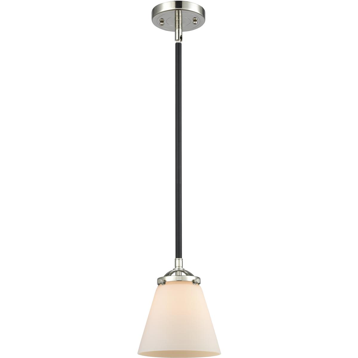 Innovations Lighting 284-1S-BPN-G61-LED Nouveau Cone LED 6.25 inch Black Polished Nickel Mini Pendant Ceiling Light in Matte White, Nouveau