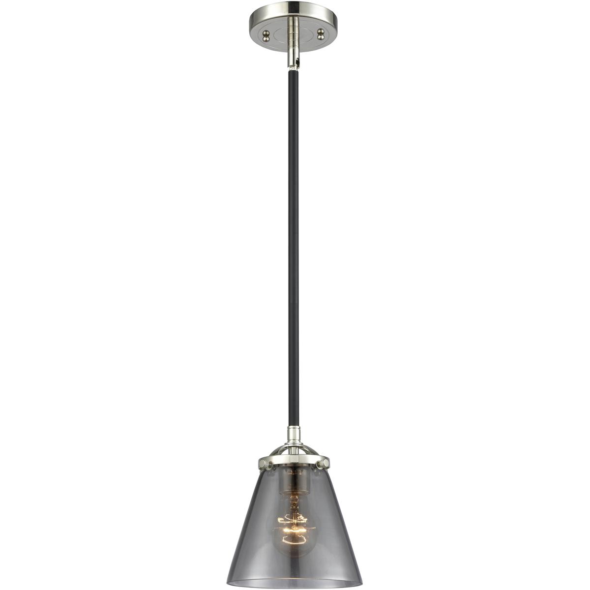 Innovations Lighting 284-1S-BPN-G63 Nouveau Cone 1 Light 6.25 inch Black Polished Nickel Mini Pendant Ceiling Light in Bulb Not Included, Light Smoke