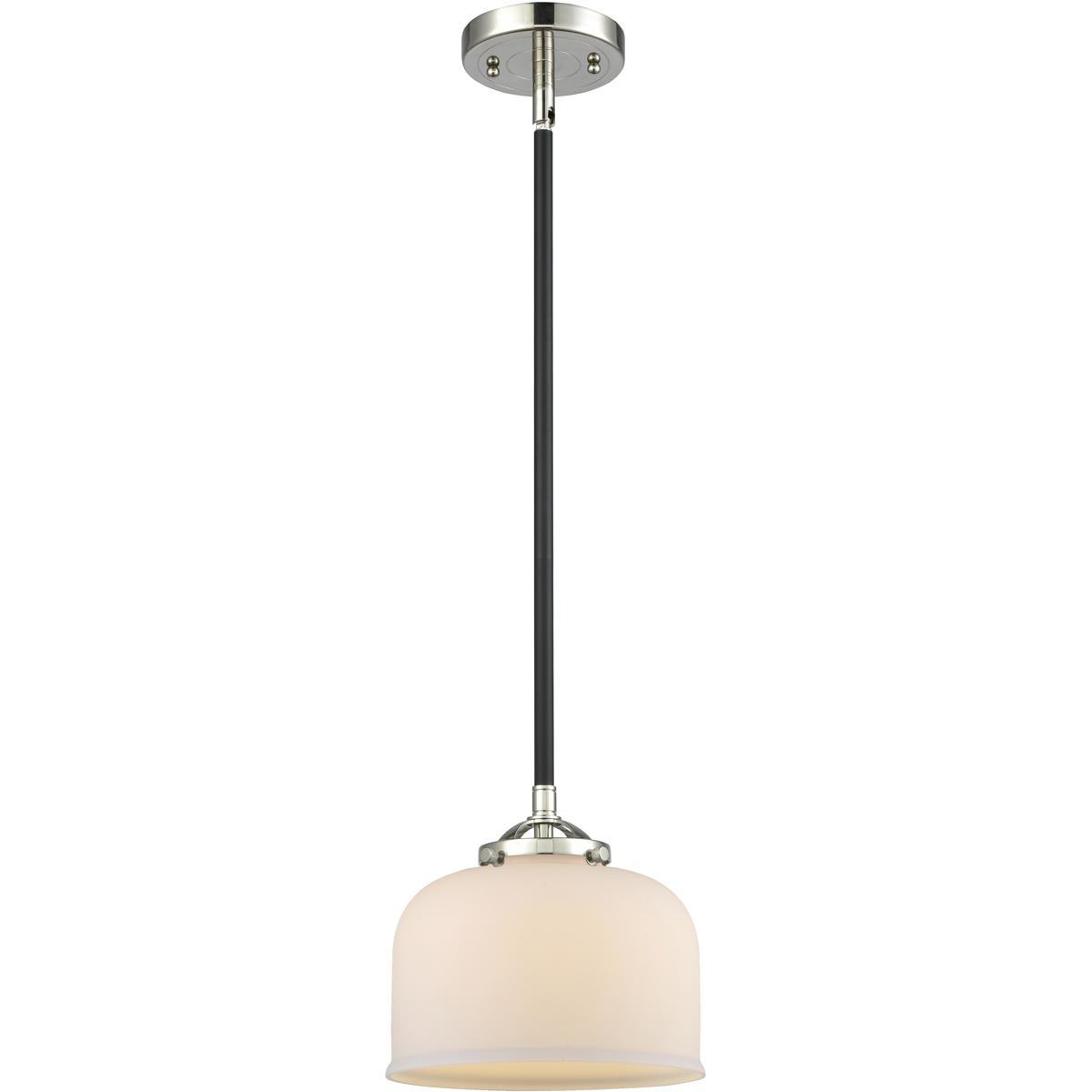 Innovations Lighting 284-1S-BPN-G71-LED Nouveau Bell LED 8 inch Black Polished Nickel Mini Pendant Ceiling Light in Matte White, Nouveau