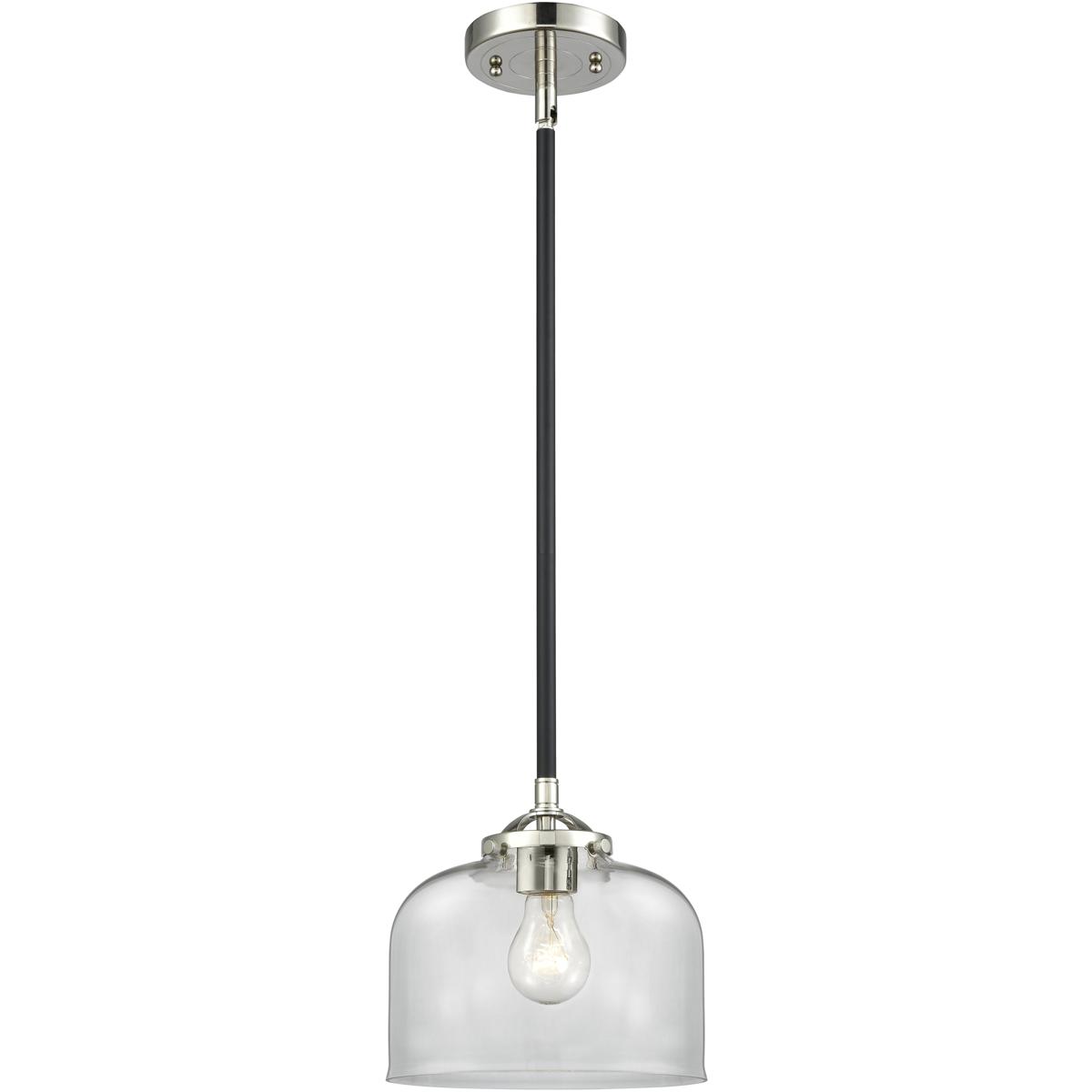Innovations Lighting 284-1S-BPN-G72-LED Nouveau Bell LED 8 inch Black Polished Nickel Mini Pendant Ceiling Light in Clear, Nouveau