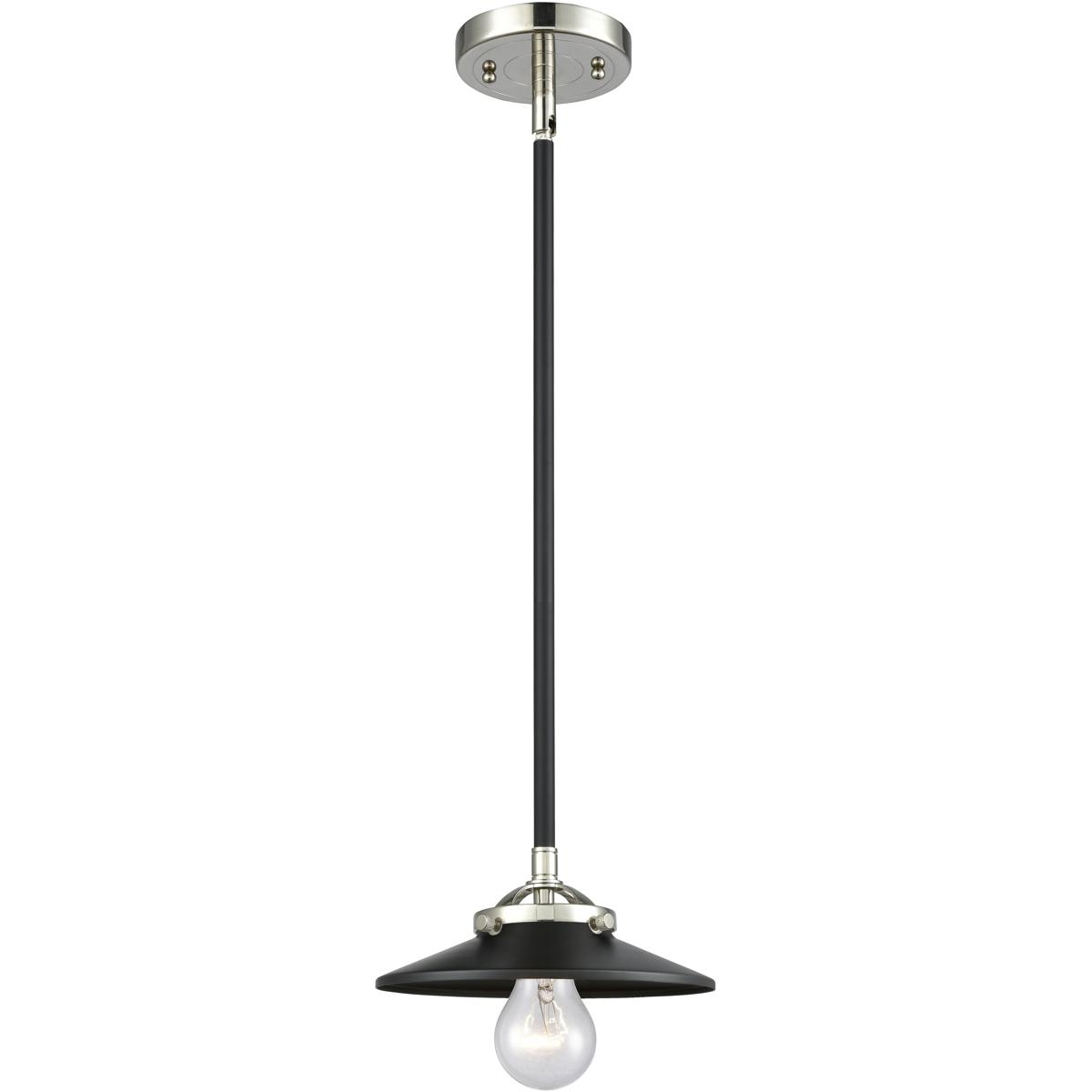 Innovations Lighting 284-1S-BPN-M6-BK-LED Nouveau Railroad LED 8 inch Black Polished Nickel Mini Pendant Ceiling Light in Matte Black, Nouveau