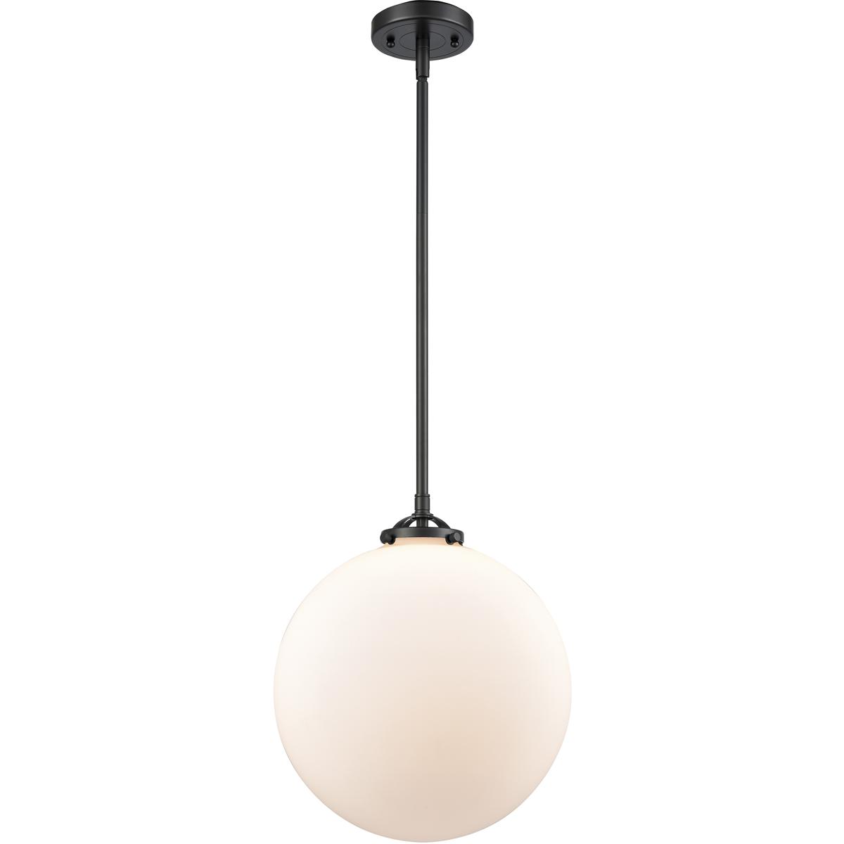 Innovations Lighting 284-1S-OB-G201-12-LED Nouveau Beacon LED 12 inch Oil Rubbed Bronze Mini Pendant Ceiling Light in Matte White, Nouveau