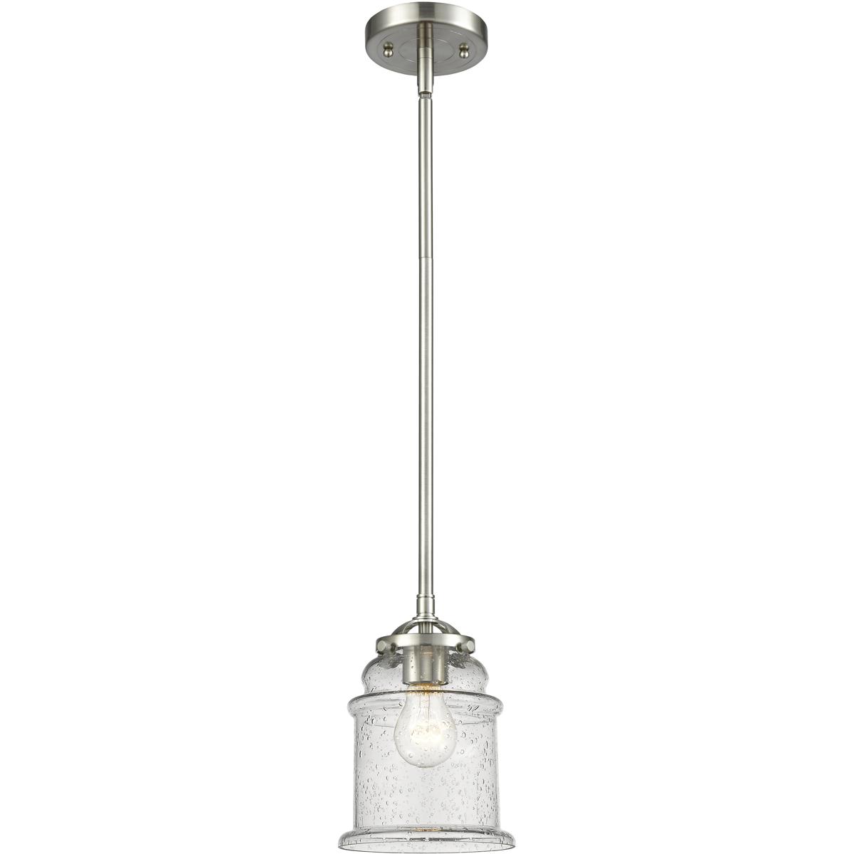 Innovations Lighting 284-1S-SN-G184S Nouveau Small Canton 1 Light 5 inch Brushed Satin Nickel Mini Pendant Ceiling Light in Seedy Glass, Nouveau