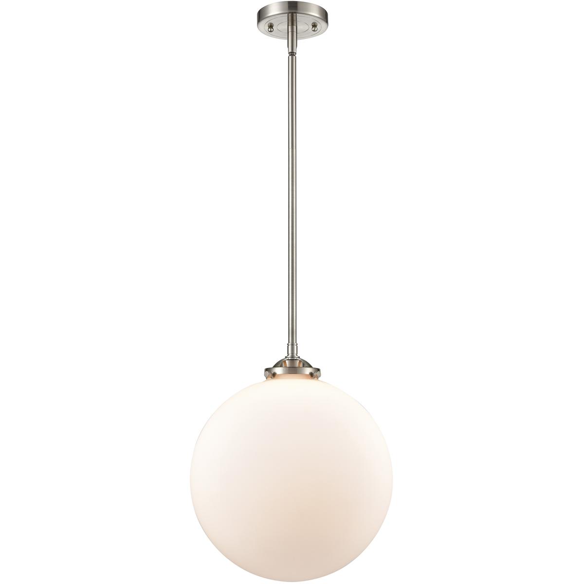 Innovations Lighting 284-1S-SN-G201-12 Nouveau Beacon 1 Light 12 inch Brushed Satin Nickel Mini Pendant Ceiling Light in Incandescent, Matte White, No