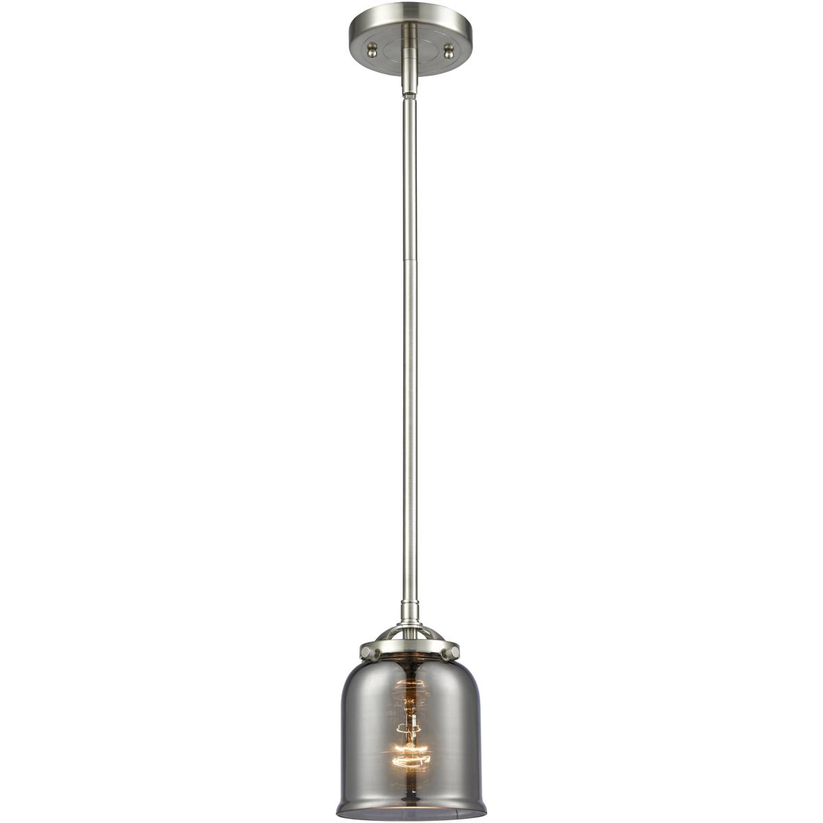 Innovations Lighting 284-1S-SN-G53 Nouveau Bell 1 Light 5 inch Brushed Satin Nickel Mini Pendant Ceiling Light in Bulb Not Included, Light Smoke Glass