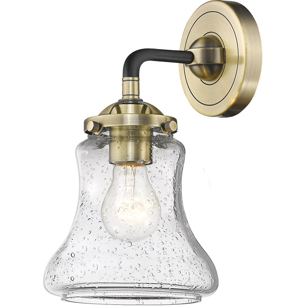 Innovations Lighting 284-1W-BPN-G194-LED Nouveau Bellmont LED 6 inch Black Polished Nickel Sconce Wall Light in Seedy Glass, Nouveau