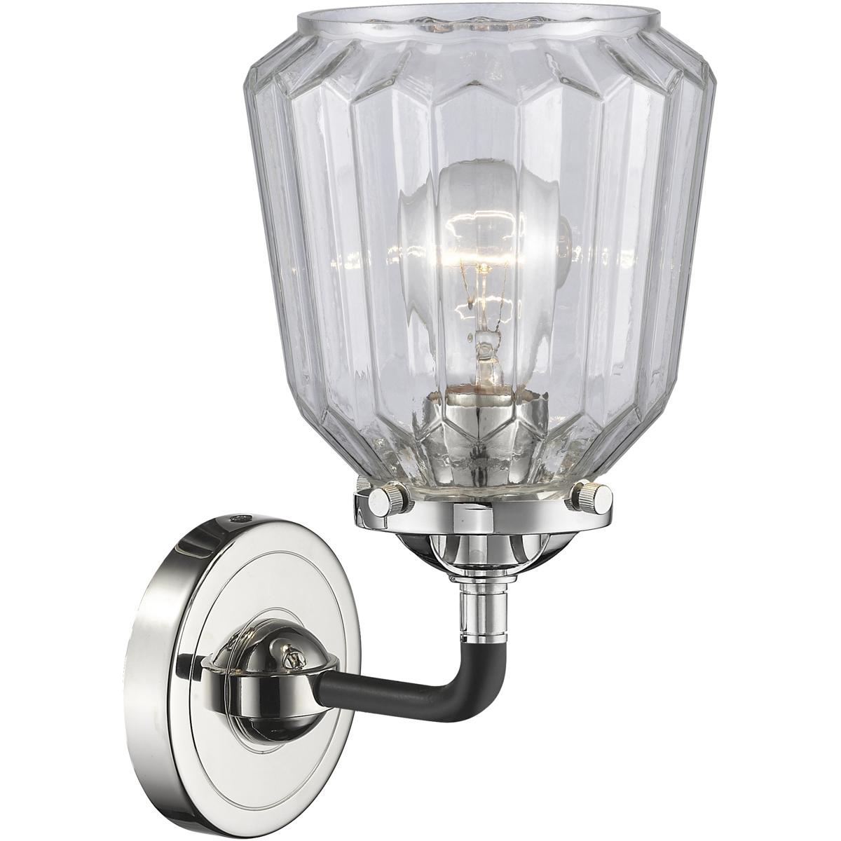 Innovations Lighting 284-1W-BPN-G142 Nouveau Chatham 1 Light 6 inch Black Polished Nickel Sconce Wall Light in Clear Glass, Nouveau