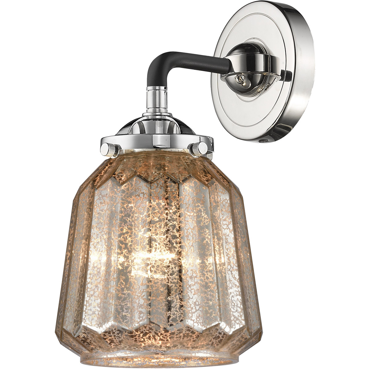 Innovations Lighting 284-1W-BPN-G146-LED Nouveau Chatham LED 6 inch Black Polished Nickel Sconce Wall Light in Mercury Glass, Nouveau